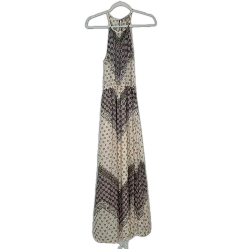 LUCKY BRAND Halter Modal Lined Key Hole Maxi Dress Size S